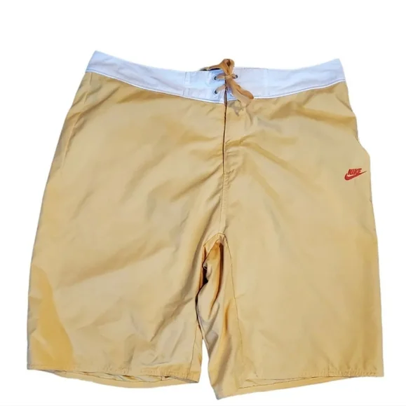 Vintage retro NIKE Shorts yellow Bermuda swim shorts 34" summer Holiday - Picture 4 of 9